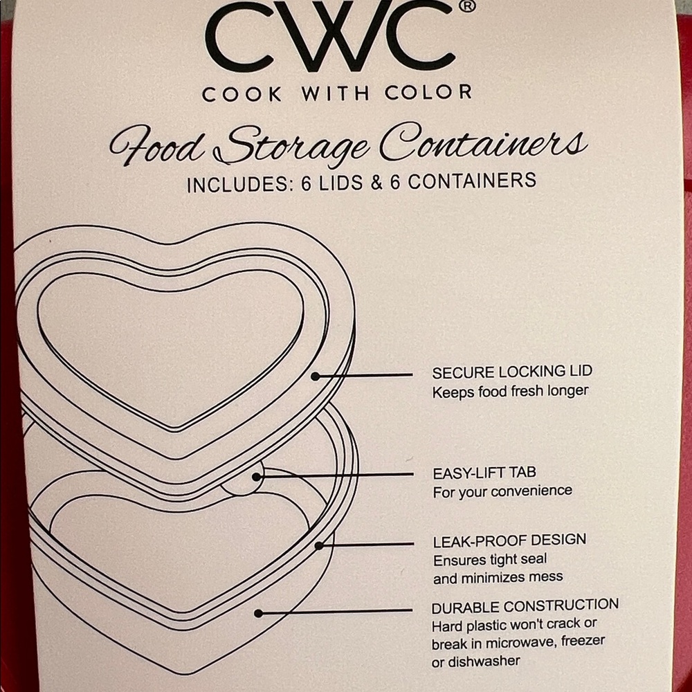 NEW Cook With Color Heart-Shaped Food Storage Containers ❤️🩷❤️🩷 - Picture 10 of 16